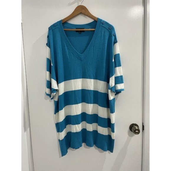 My Size Women Top Plus Size XL Striped Stretchy - Picture 1 of 7